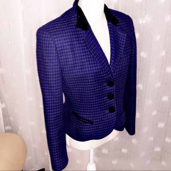 CHRISTIAN DIOR Vintage Purple Houndstooth Blazer - Picture 5 of 11